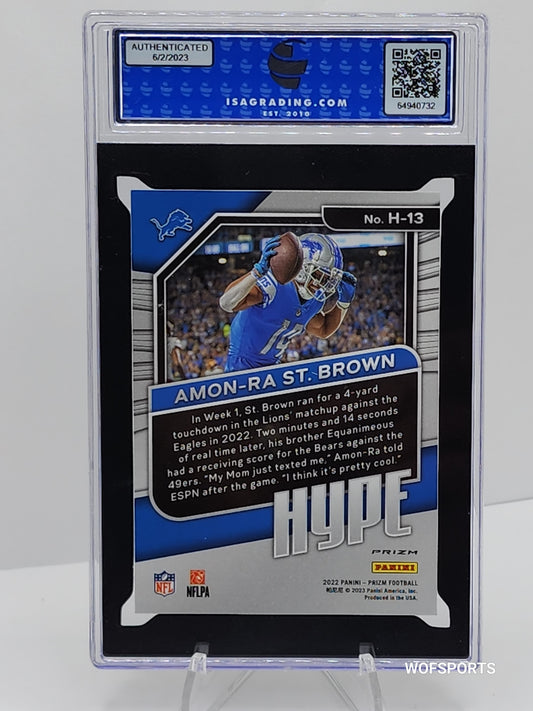 Amon-Ra St. Brown 2022 Panini Prizm Hype Silver Prizm Rated Rookie RC #H-13 Lions ISA 10 GEM Mint