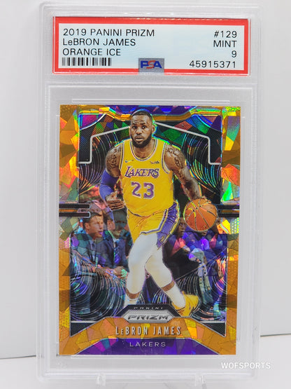 2019 Prizm Prizms Orange Ice Lebron James #129 PSA 9 Mint LA Lakers