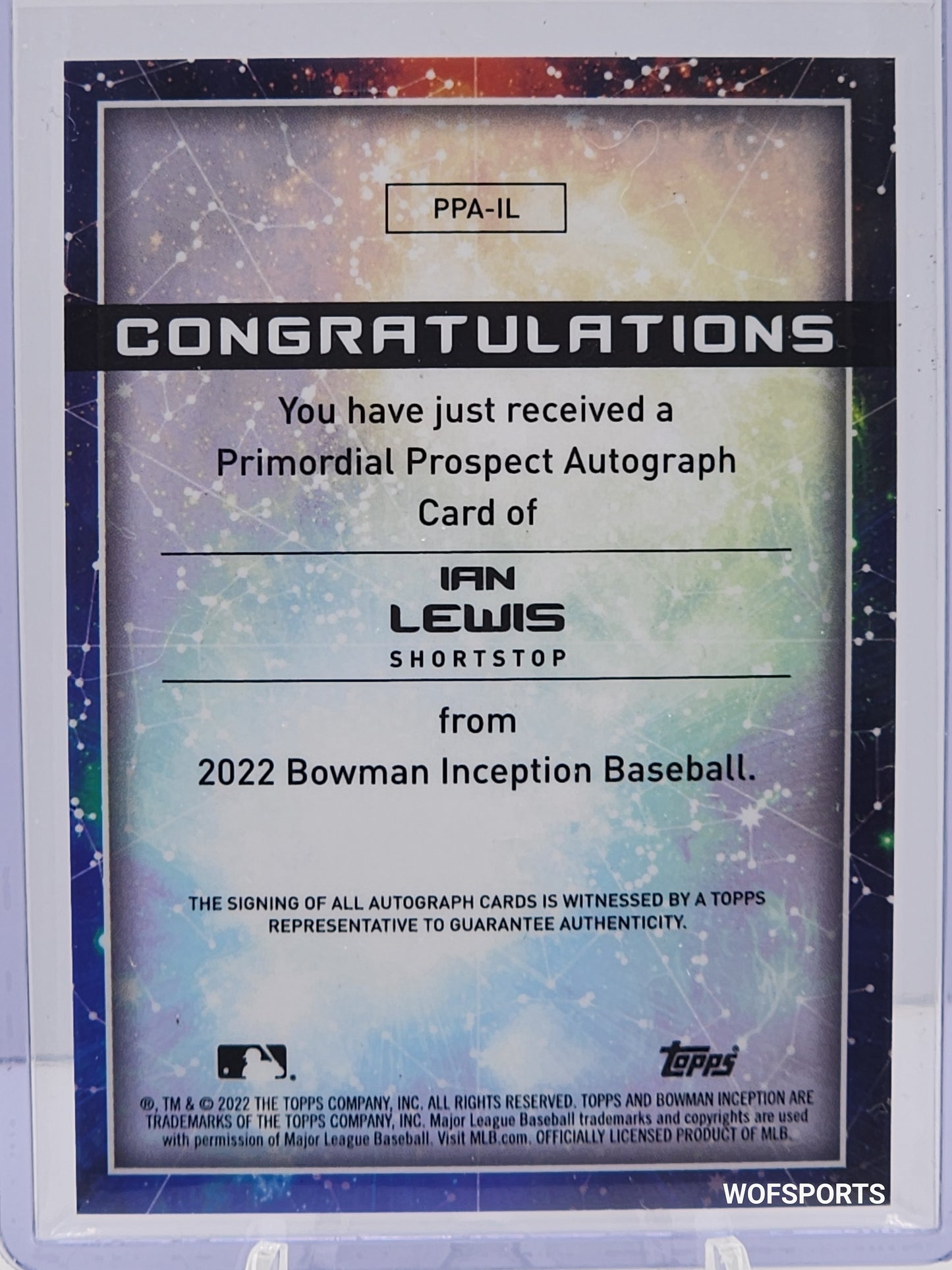 2022 Bowman Inception Primordial Prospect Auto 47/99 Ian Lewis #PPA-IL Miami Marlins