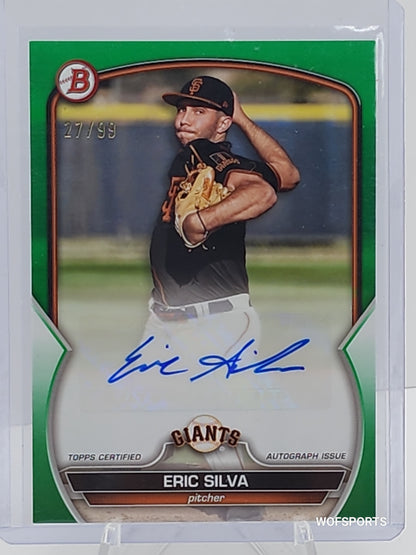 2023 Bowman Prospects Auto Green 27/99 Eric Silva #PPA-ES San Francisco Giants
