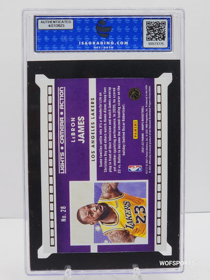 2021 Panini Hoops LeBron James Light Camara Action #28 LA Lakers ISA 9 Mint
