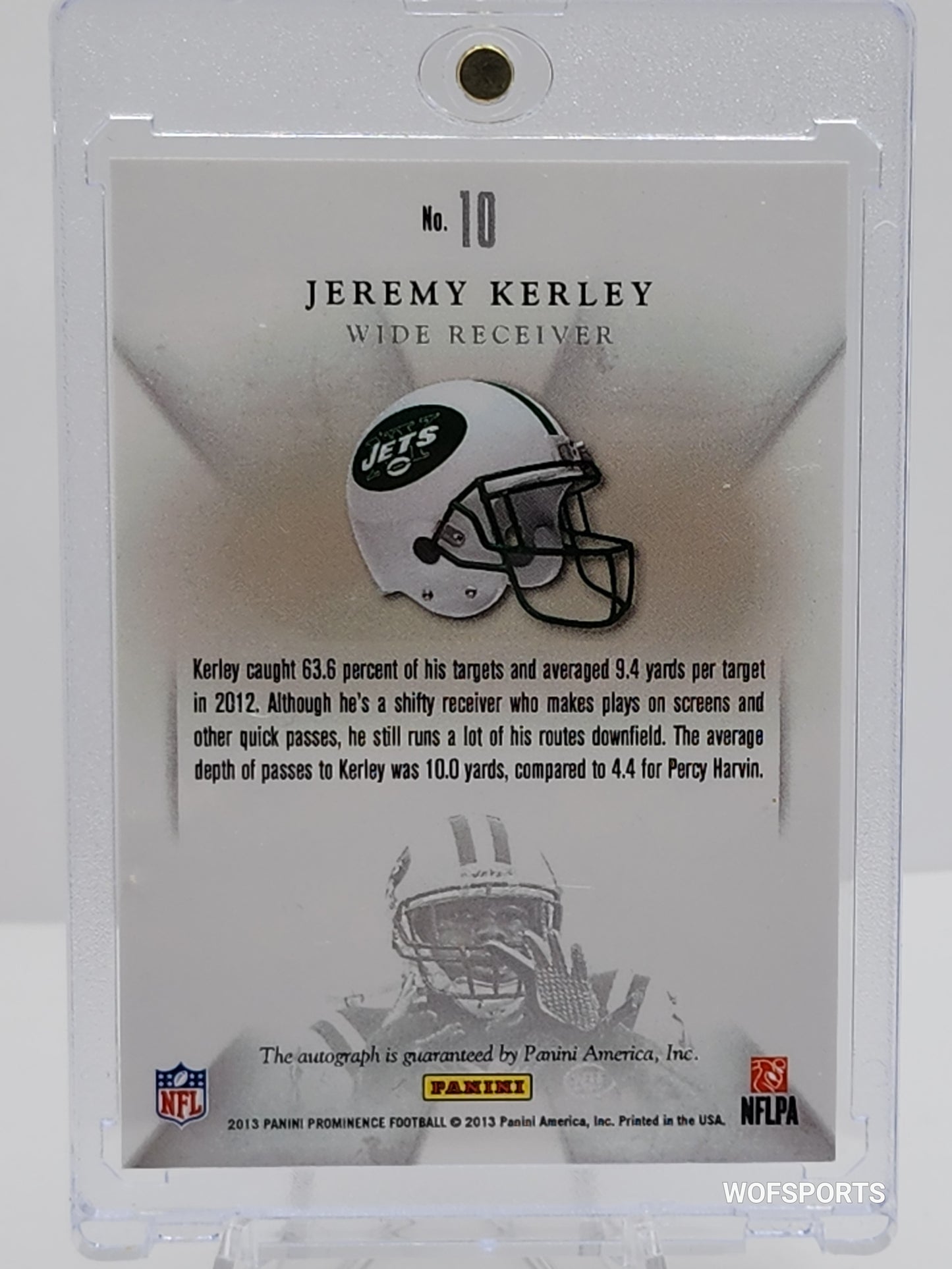2013 Panini Prominence Eminence Signature #10 Jeremy Kerley 210/999 New York Jets