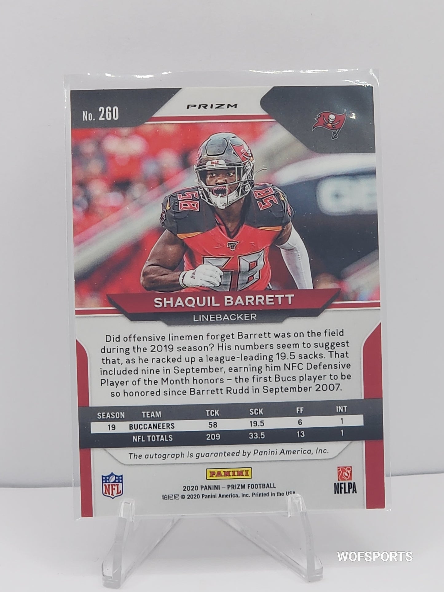 2020 Panini Prizm Silver Auto Shaquil Barrett #260 Tampa Bay Buccaneers
