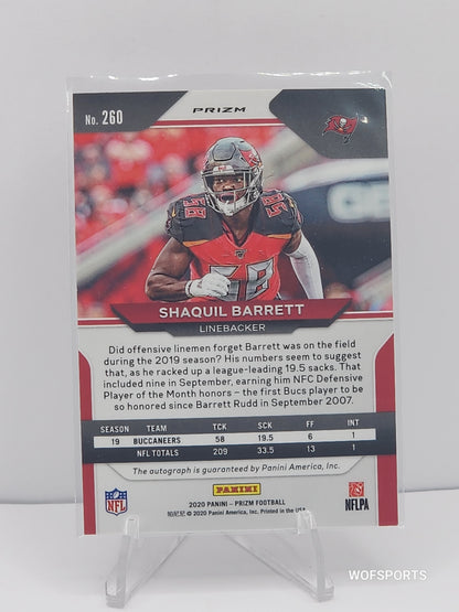 2020 Panini Prizm Silver Auto Shaquil Barrett #260 Tampa Bay Buccaneers