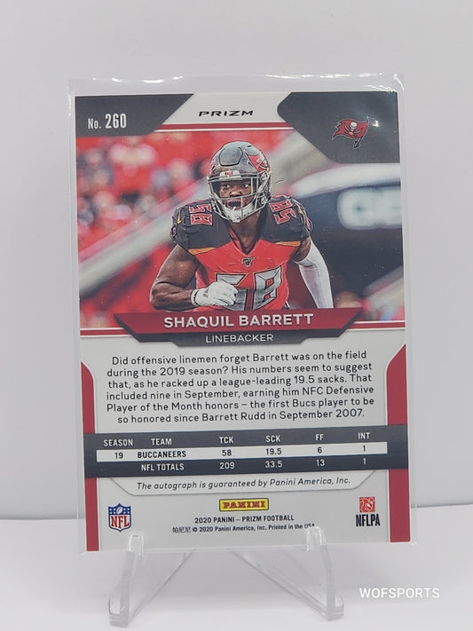 2020 Panini Prizm Silver Auto Shaquil Barrett #260 Tampa Bay Buccaneers