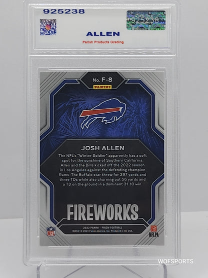 2022 Panini Prizm Firework #F-8 Josh Allen Parish 9 Mint