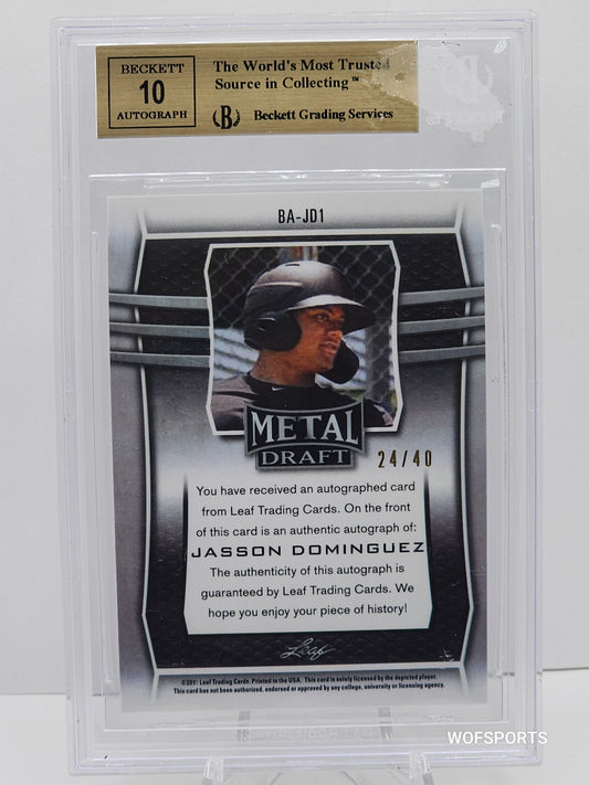 2019 Leaf Metal Draft Auto Mojo Silver /40 Jasson Dominguez #BA-JD1 Yankees BSG 9.5 GEM MINT