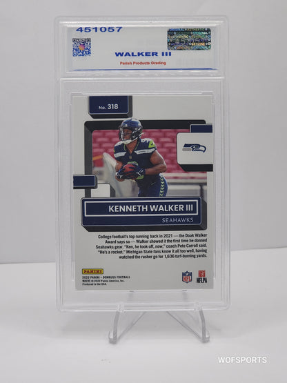2022 Panini Donruss Blue Press Proof Kenneth Walker III #318 Seattle Seahawks Parish 9 Mint