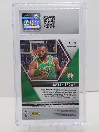 2019-20 Mosaic Jaylen Brown Pink Camo Prizm Refractor SP #89 Boston Celtics CSG 10 Gem Mint