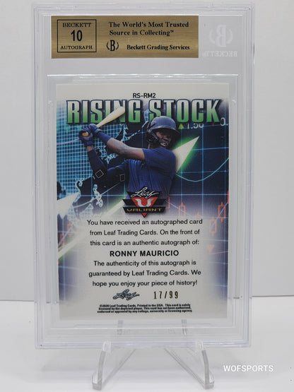 2020 Leaf Valiant Rising Stock Green 17/99 Ronny Mauricio #RS-RM2 Beckett 9.5 New York Mets