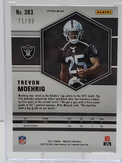 2021 Panini Mosaic Blue #383 Trevon Moehrig 71/99 Rookies Las Vegas Raiders