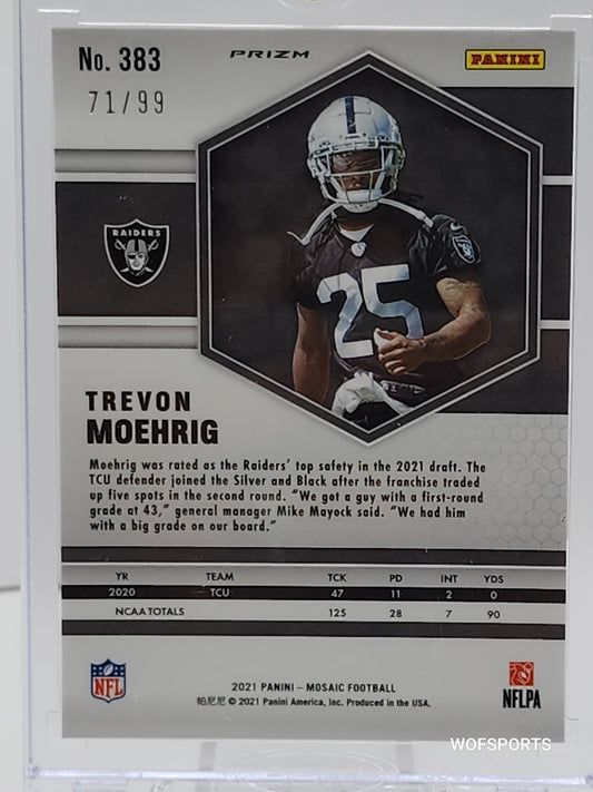 2021 Panini Mosaic Blue #383 Trevon Moehrig 71/99 Rookies Las Vegas Raiders
