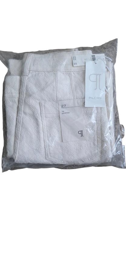 Anthropologie Pilcro The Skipper Cream Textured Crop Wide Leg Pant - Choose your Size
