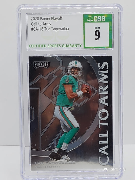 2020 Panini Playoff Call to Arms Tua Tagovailoa #CA-18 Miami Dolphins CSG 9 Mint