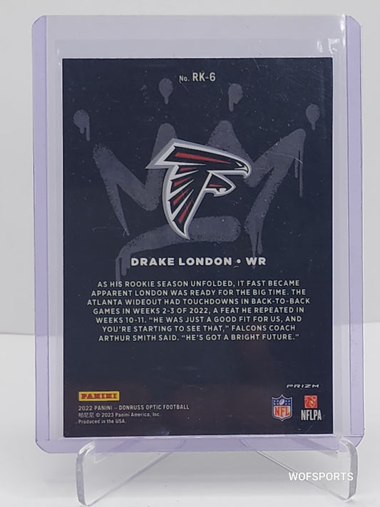 2022 Donruss Optic Drake London Rookie Kings Prizm SP #RK-6 Case Hit ATLANTA FALCONS