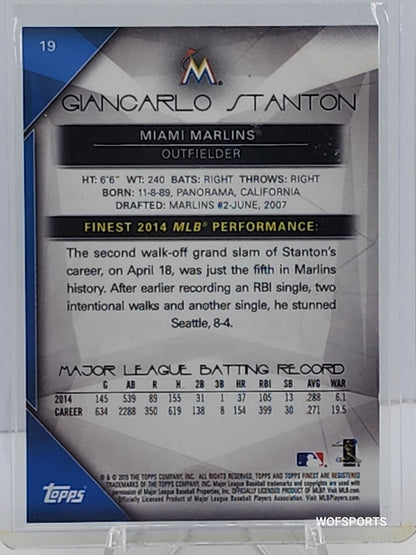 2015 TOPPS Finest Green Refractor /99 Giancarlo Stanton #19 Miami Marlins
