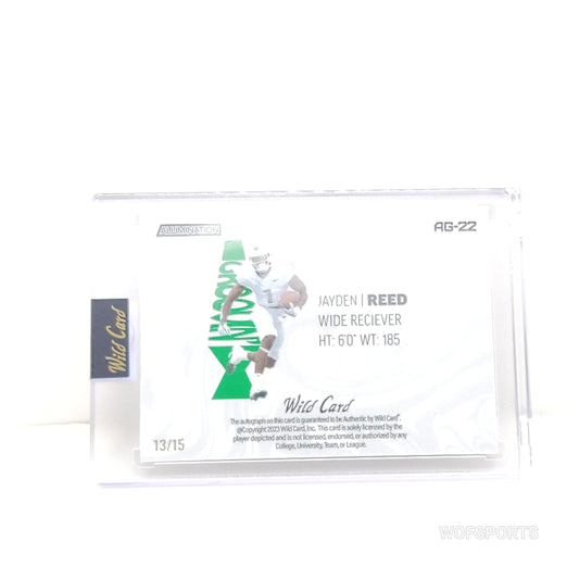 2023 Wild Card Alumination Auto 13/15 Jayden Reed #AG-22 Green Bay Packers