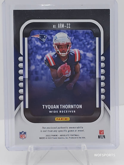 Tyquan Thornton 2022 Panini Absolute Rookie Jersey Patch RC #ARM-22 New England Patriots