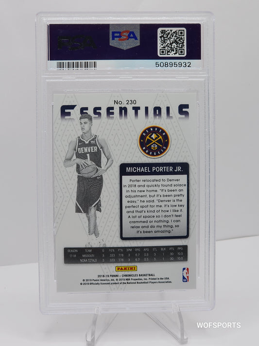 2018-19 Panini Chronicles Essentials Red #230 Michael Porter Jr Rookie 2/149 Nuggets PSA 9 Mint
