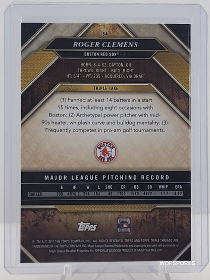 2017 Topps Triple Threads Gold 16/99 Roger Clemens #84 Boston Red Sox