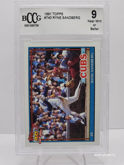 1991 Topps Ryne Sandberg #740 Chicago Cubs BCCG 9 Mint