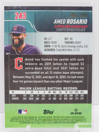 2022 Stadium Club Chrome #243 Amed Rosario Blue Refractor #/199