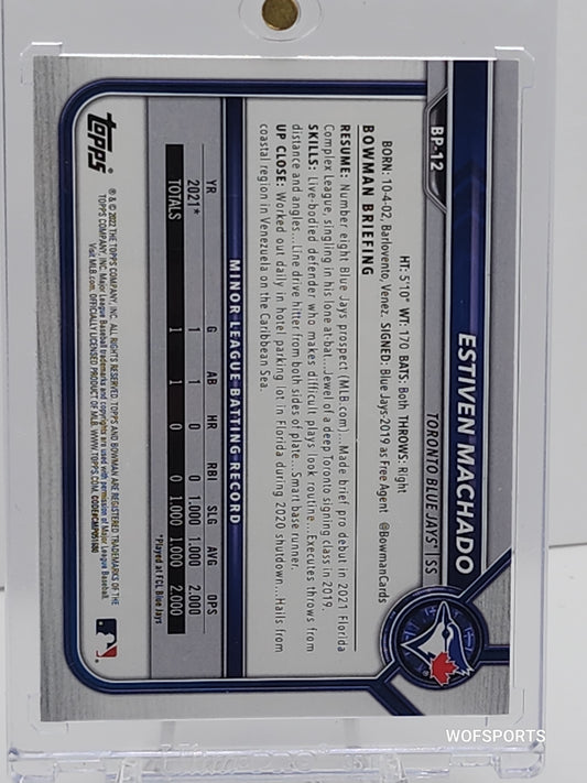 2022 Bowman 1st Bowman Purple 84/199 Estiven Machado BP-12 Toronto Blue Jays