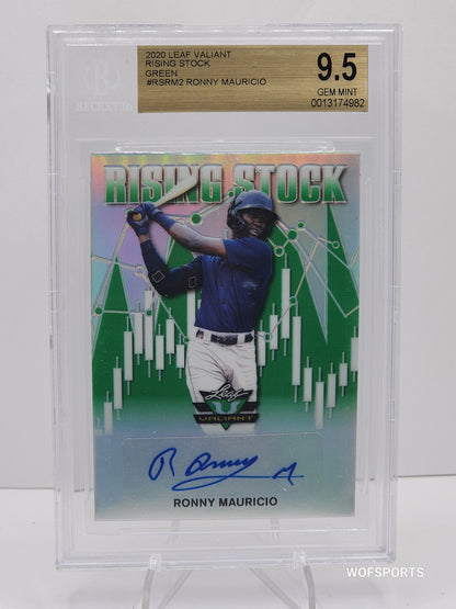 2020 Leaf Valiant Rising Stock Green 17/99 Ronny Mauricio #RS-RM2 Beckett 9.5 New York Mets