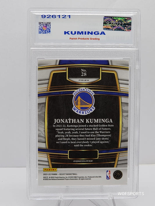2021-22 Panini Select Blue Shimmer #28 Jonathan Kuminga  Parish 10 Gen Mint - Golden State Warriors
