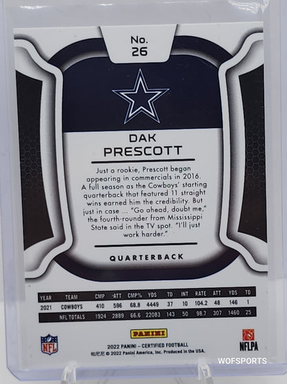 2022 Panini Certified Mirror Dak Prescott #56/349 Dallas Cowboys #26
