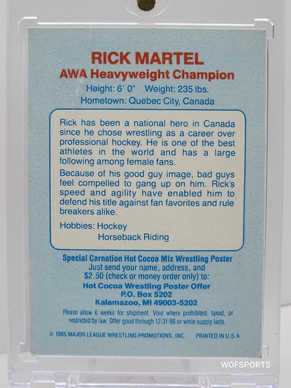 1985 Major League Wresting Cards Rick Martel 1986 AWA Heavyweight Champion