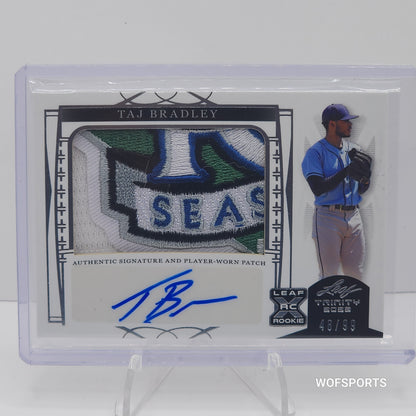 2022 Leaf Trinity Memorabilia Auto Relic /99 Taj Bradley #PA-TB1 Tampa Bay Rays
