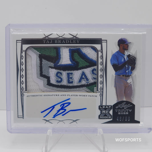 2022 Leaf Trinity Memorabilia Auto Relic /99 Taj Bradley #PA-TB1 Tampa Bay Rays