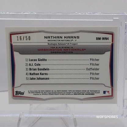 2014 Bowman Chrome Mini Orange Refractor /50 Nathan Kaans #BM-WN4 Washington Nationals