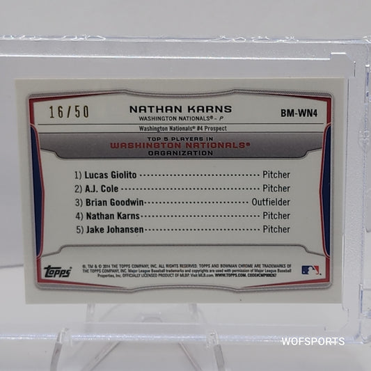2014 Bowman Chrome Mini Orange Refractor /50 Nathan Kaans #BM-WN4 Washington Nationals