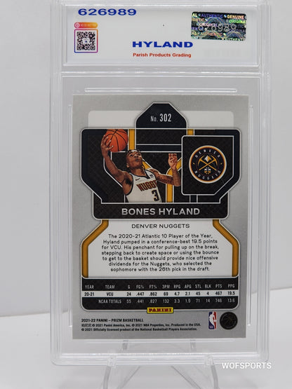 2021-22 Panini Prizm #302 Bones Hyland Silver Prizm Rookie Denver Nuggets Parish 9 Mint