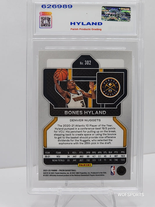 2021-22 Panini Prizm #302 Bones Hyland Silver Prizm Rookie Denver Nuggets Parish 9 Mint