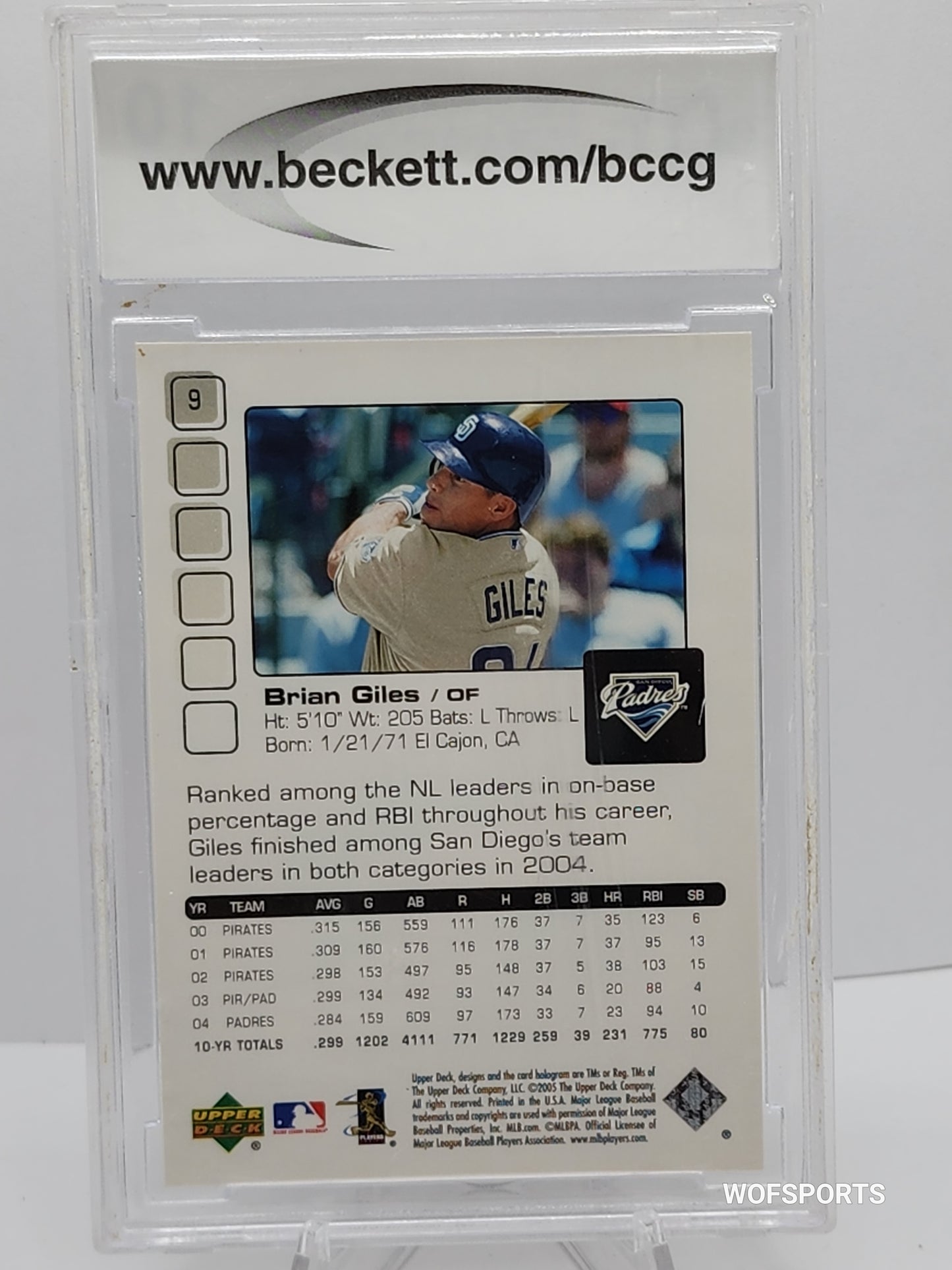 2005 Upper Deck Pros & Prospects Brian Giles #9 BCCG 10 Gem Mint