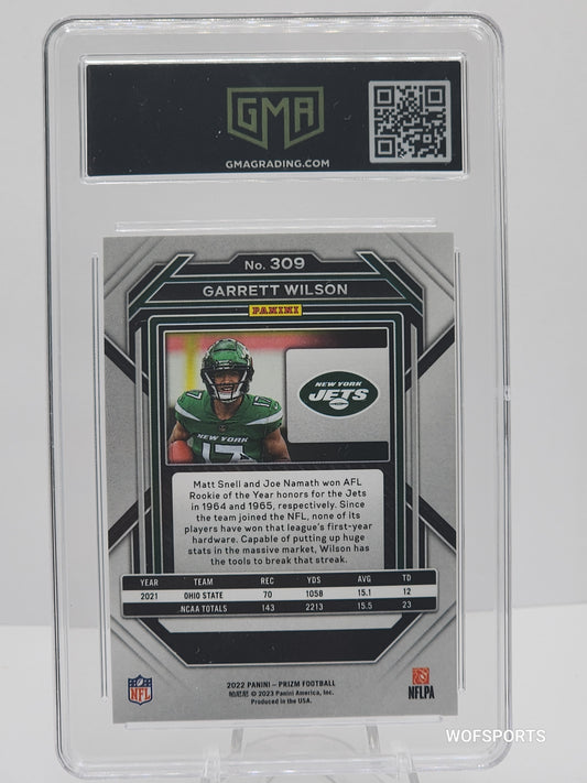 2022 Panini Prizm Silver Prizm Garrett Wilson Rookies #309 New York Jets GMA 9 Mint