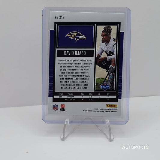 2022 Panini Score #315 David Ojabo RC Orange Prizm SP 519/599 Ravens