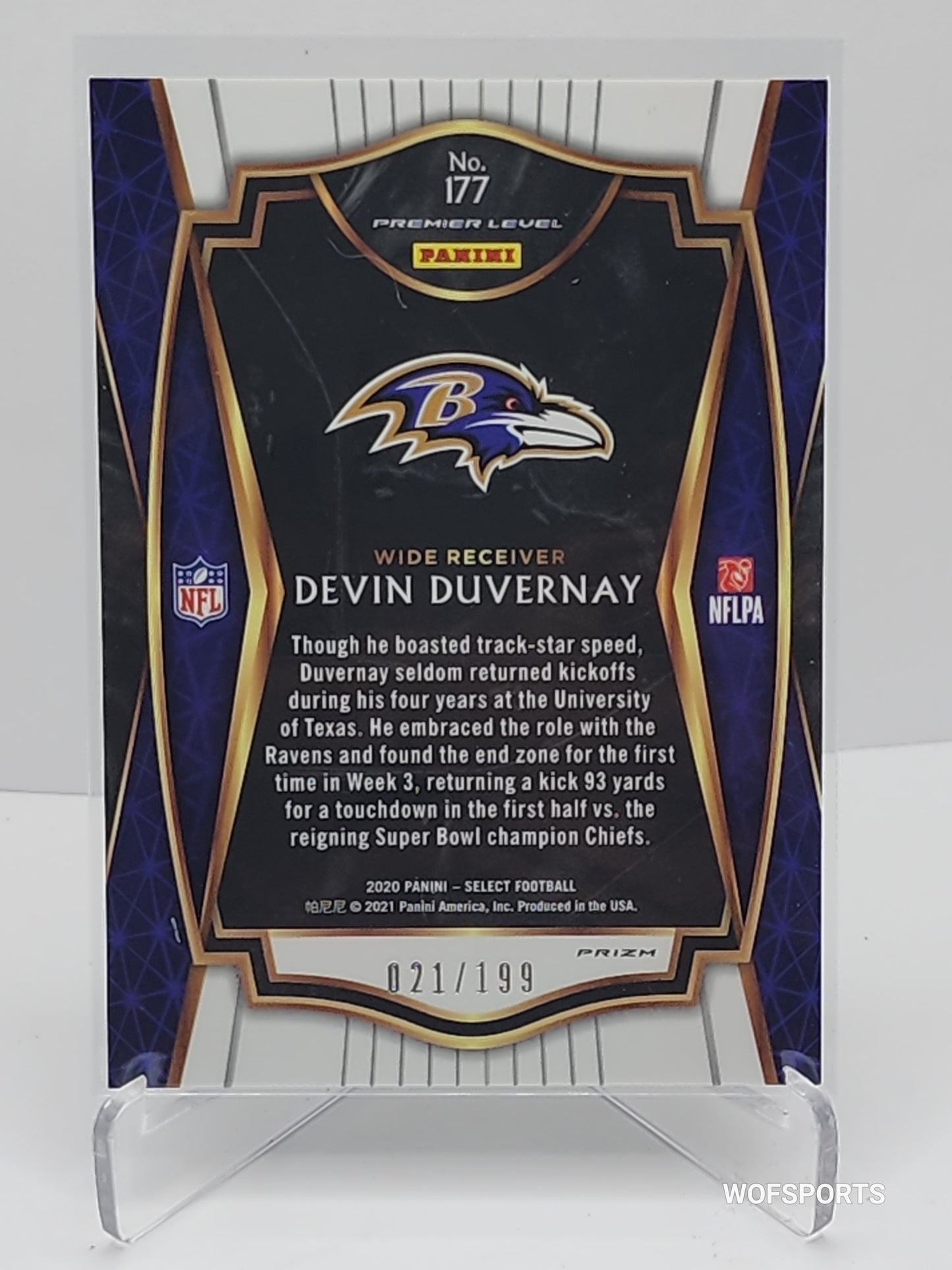 2020 Panini Select Premier Level Tri-Color Prizm 21/199 Devin Duvernay Rookie RC #127