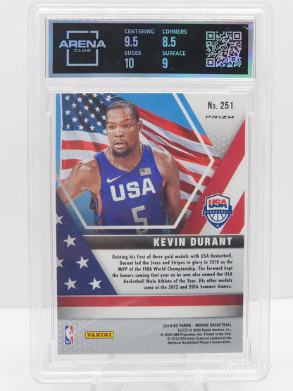 2019-20 Panini Mosaic Reactive Blue Kevin Durant #251 Arena Club 9 MT