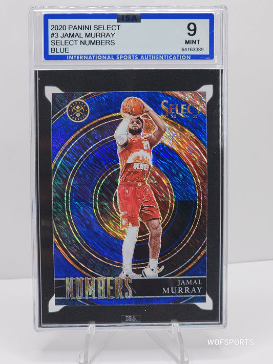 2020-21 Panini Select Numbers Blue Shimmer Prizm #3 Jamal Murray - Nuggets ISA 9 Mint