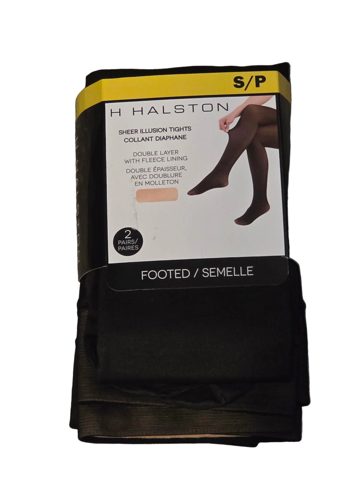 H Halston Sheer Illusion Tights Black Size S/P 2 Pairs