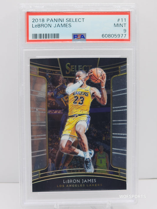 2018 Panini Select Silver LeBron James #11 LA Lakers PSA 9 Mint