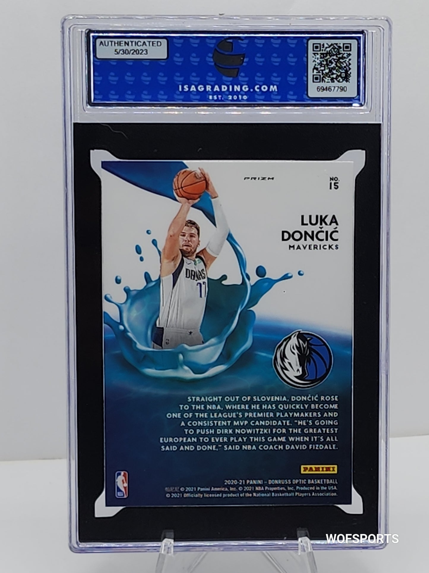 2020 Panini Donruss Optic #15 Luka Doncic Splash Purple Prizm ISA 10