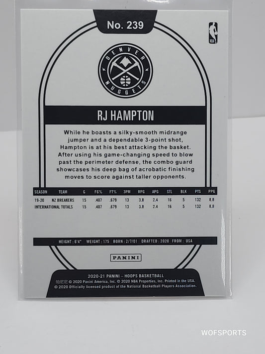 2020-21 Panini Hoops Silver #239 RJ Hampton Rookie RC 131/199