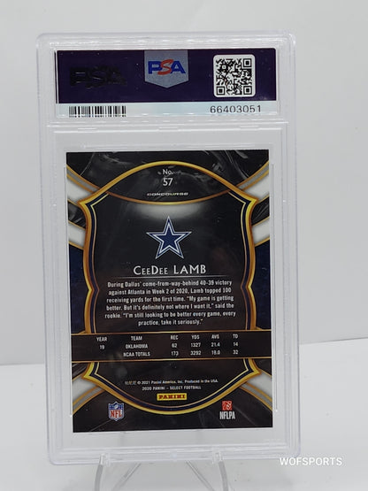 2020 Panini Select CeeDee Lamb RC Silver Prizm HOLO #57 Dallas Cowboys PSA 10 GEM Mint