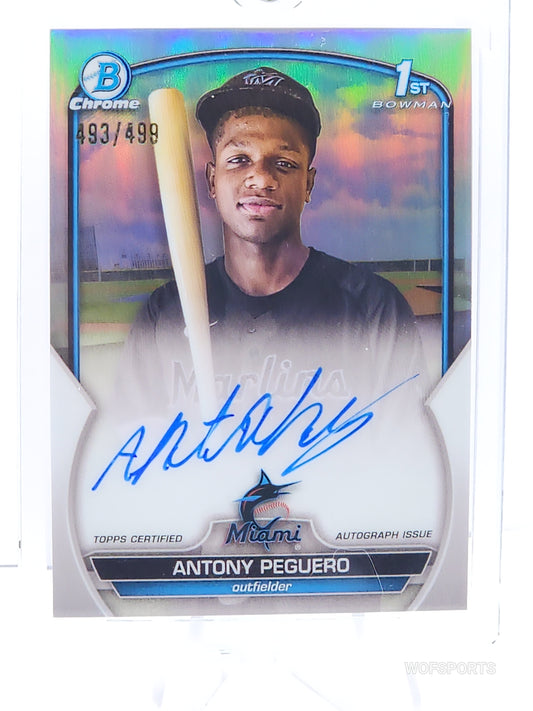 2023 Bowman Chrome 1st Refractor Auto #/499 Antony Peguero #CPA-AP Miami Marlins