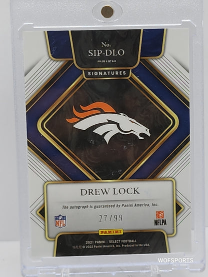 2021 Panini Select NFL Football Drew Lock #SIP-DLO Blue Prizm Auto 27/99
